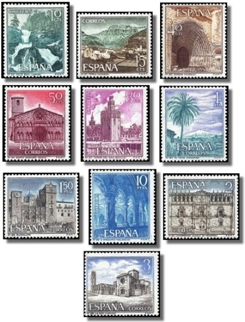 z vendido España 1966 1726/35 Sellos ** Turística Paisajes y monumentos Timbres Espagne Spain Spagna Espana Spanje Spanien Scott:1353/62 Yvert:1380/99 Michel:1616/25